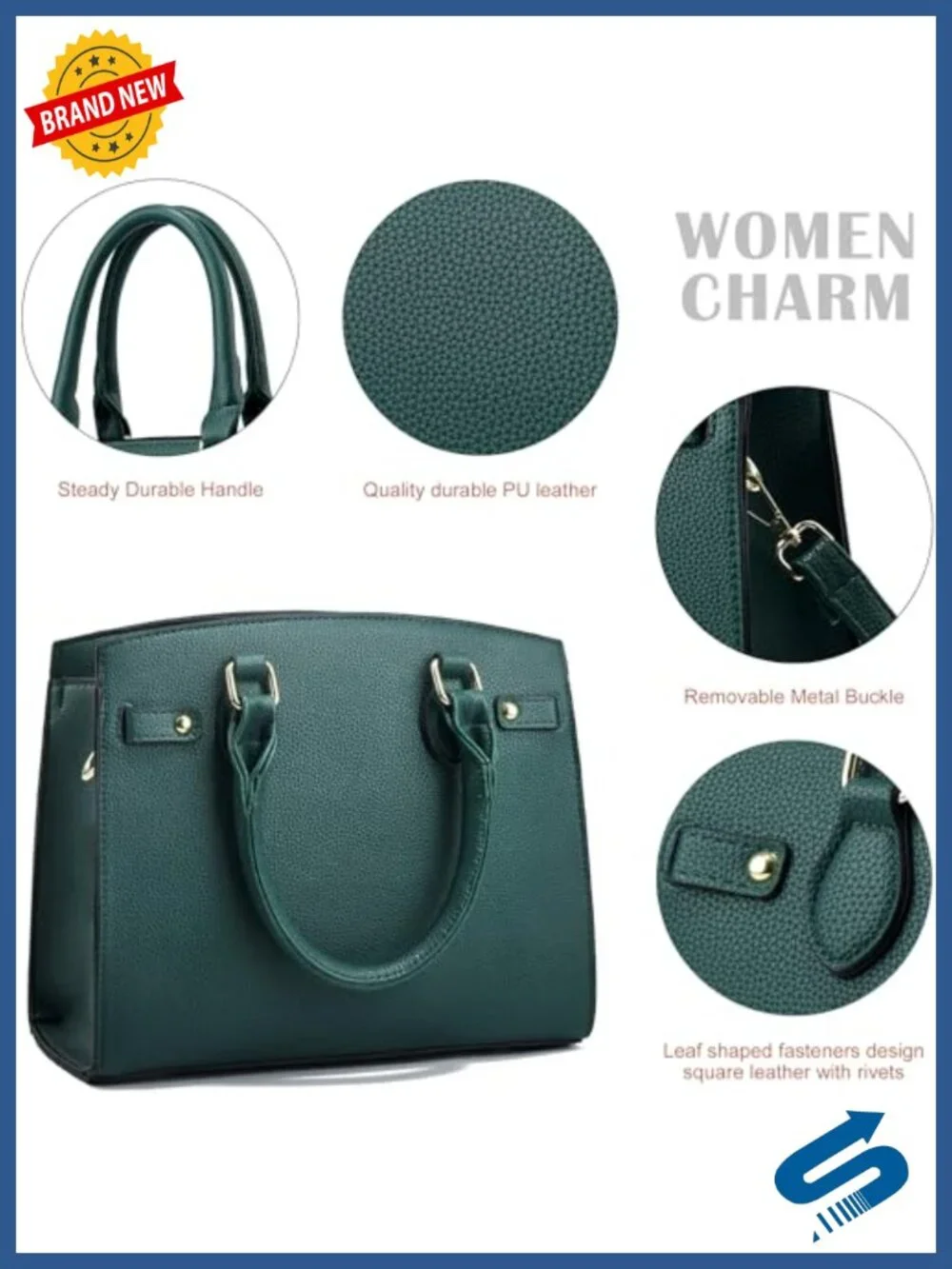 PU Leather Tote Crossbody Bag With Top Handle Zipper Closure